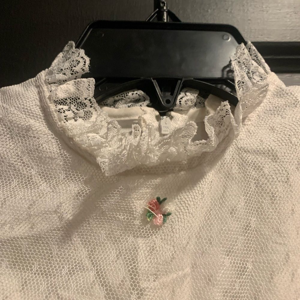 Vintage White Lace Ruffle Dress size 10 - Picture 6 of 11